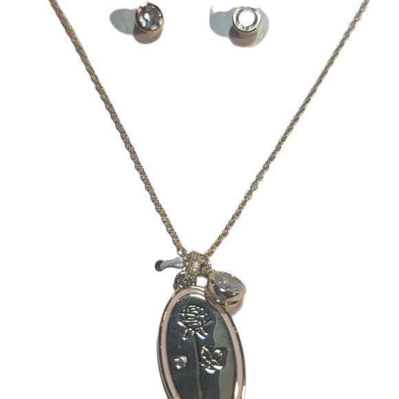 Believe in BRILLIANCE 14kt gold flash Plated Cubic Zirconia Necklace and Earring - Picture 5 of 5